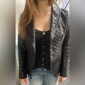 Eva Couture Black Leather Blazer  - spiked “one of a kind”